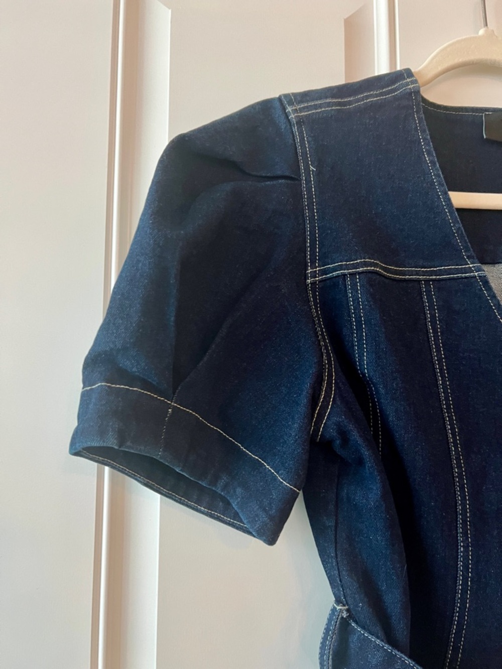 Vici Timko Waist Tie Denim Mini Dress in Dark Blue - Picture 6 of 16